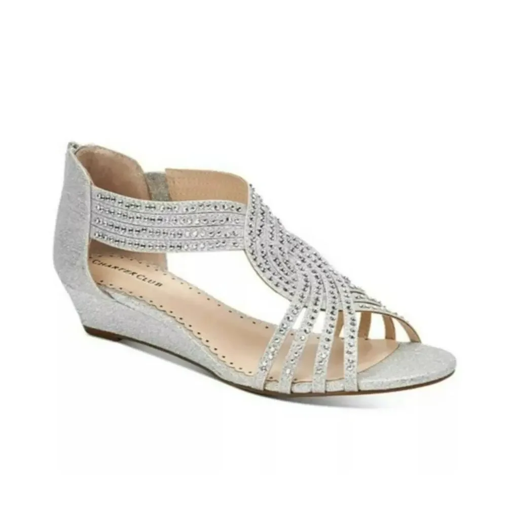 Charter Club Ginifur embellished wedge sandals women's 7.5